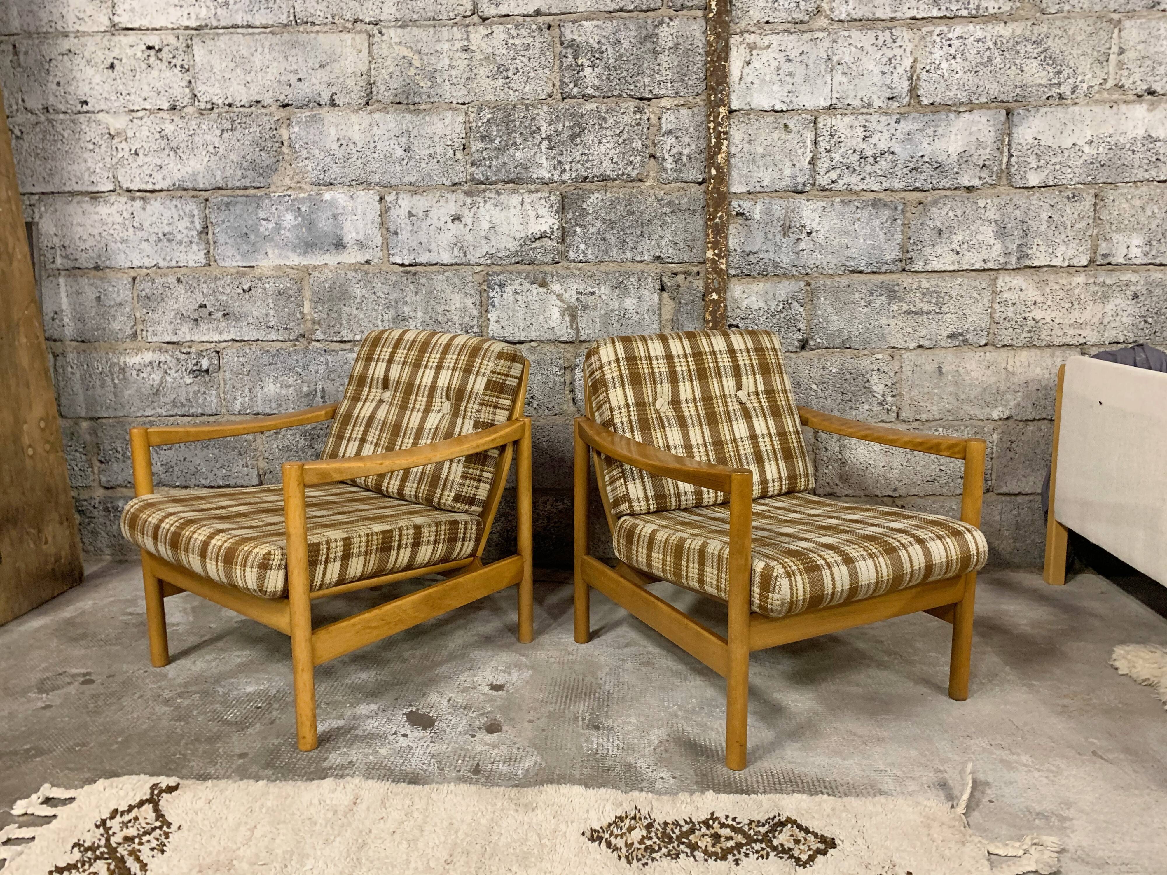 Pair of Scandinavian armchair fabric tiles