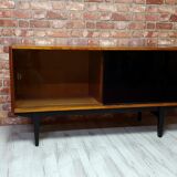 Renovated Violetta Display Cabinet with sliding glass doors, 1970s, Poland