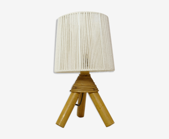 Bamboo table lamp and its rope lampshade | Selency