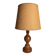 Vintage, large wooden base lamp with shade from around 1970.