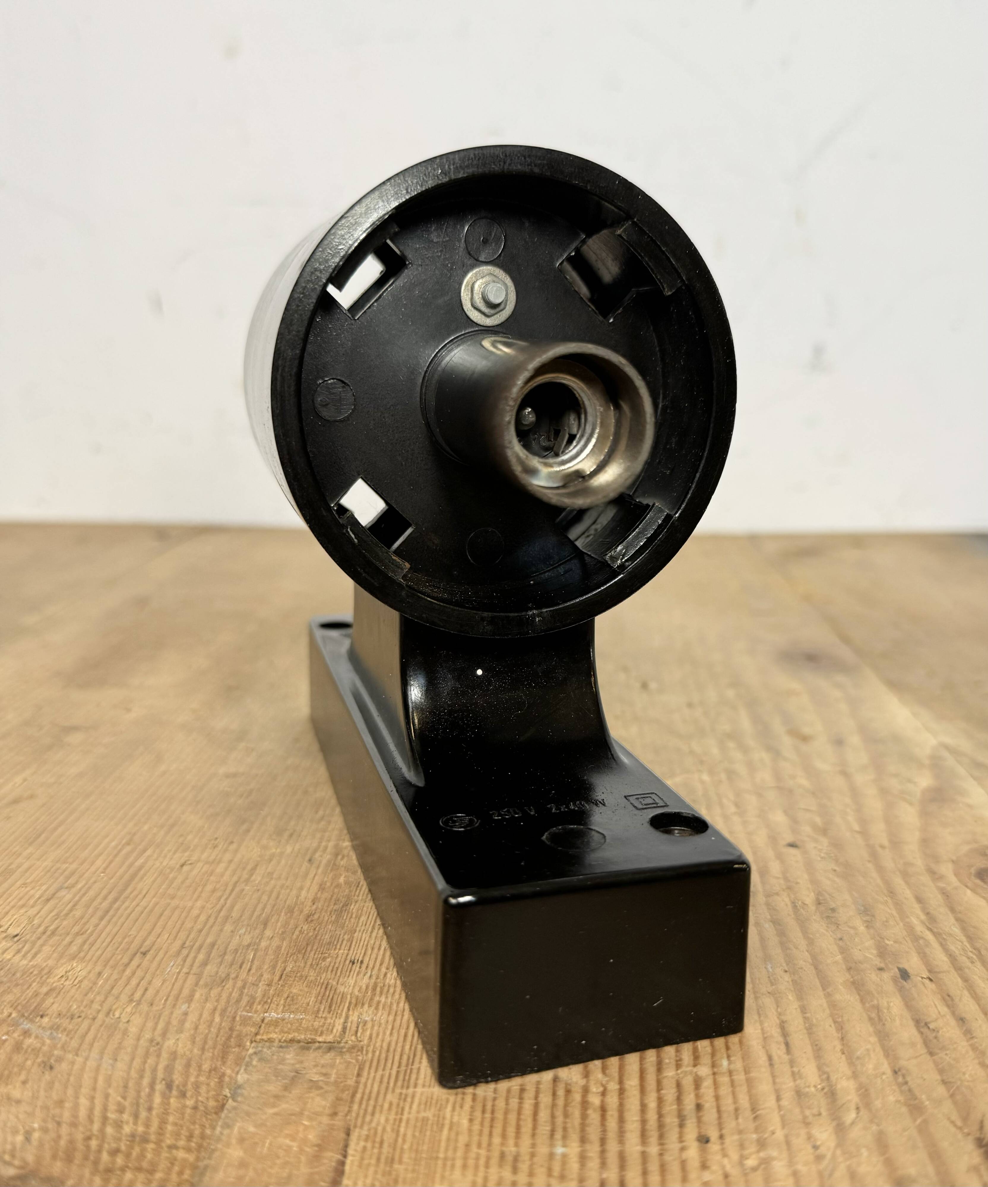 Industrial Brown Bakelite Wall Light with Milk Glass, 1960s
