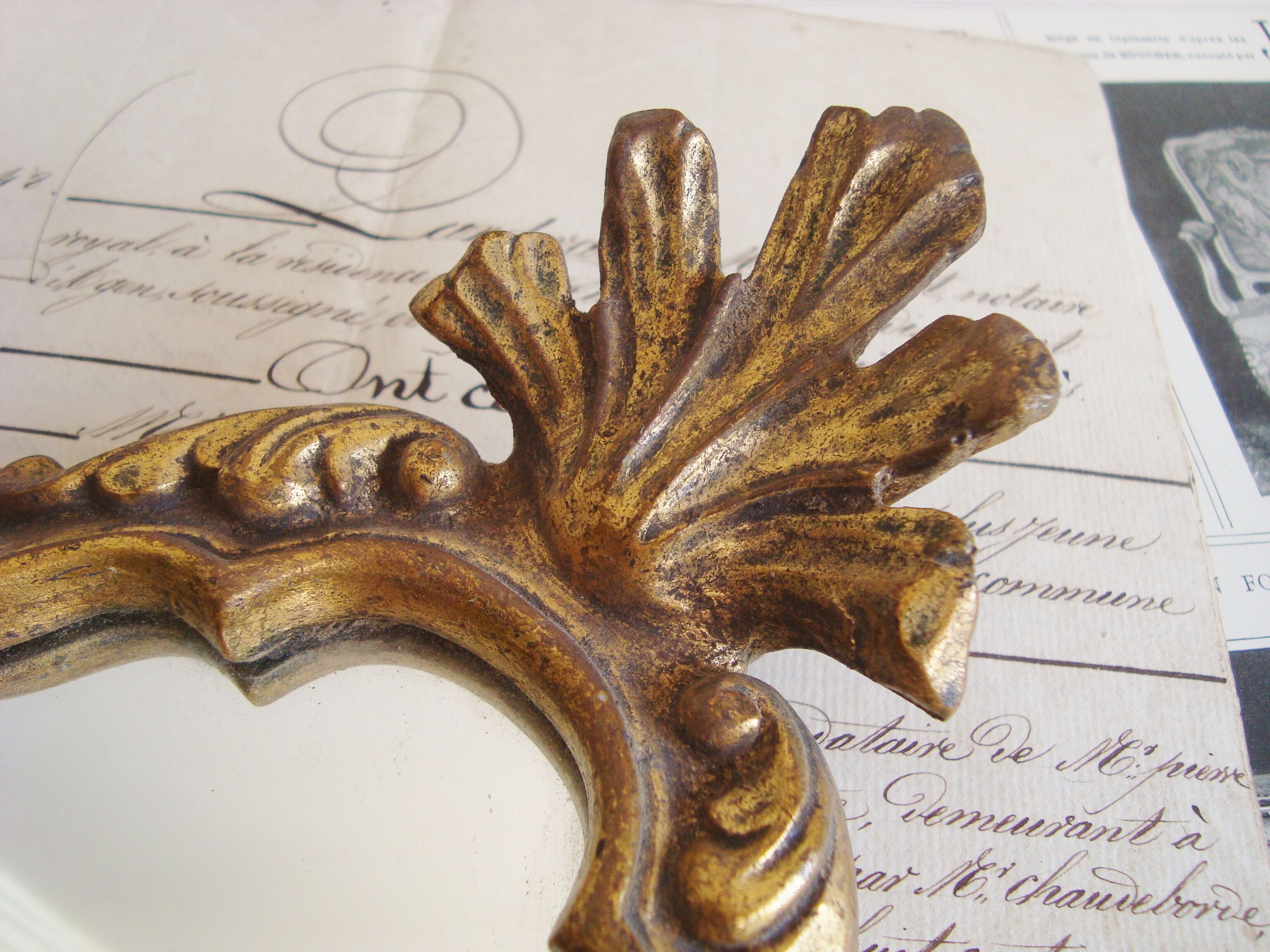 Vintage mirror resin effect golden wood