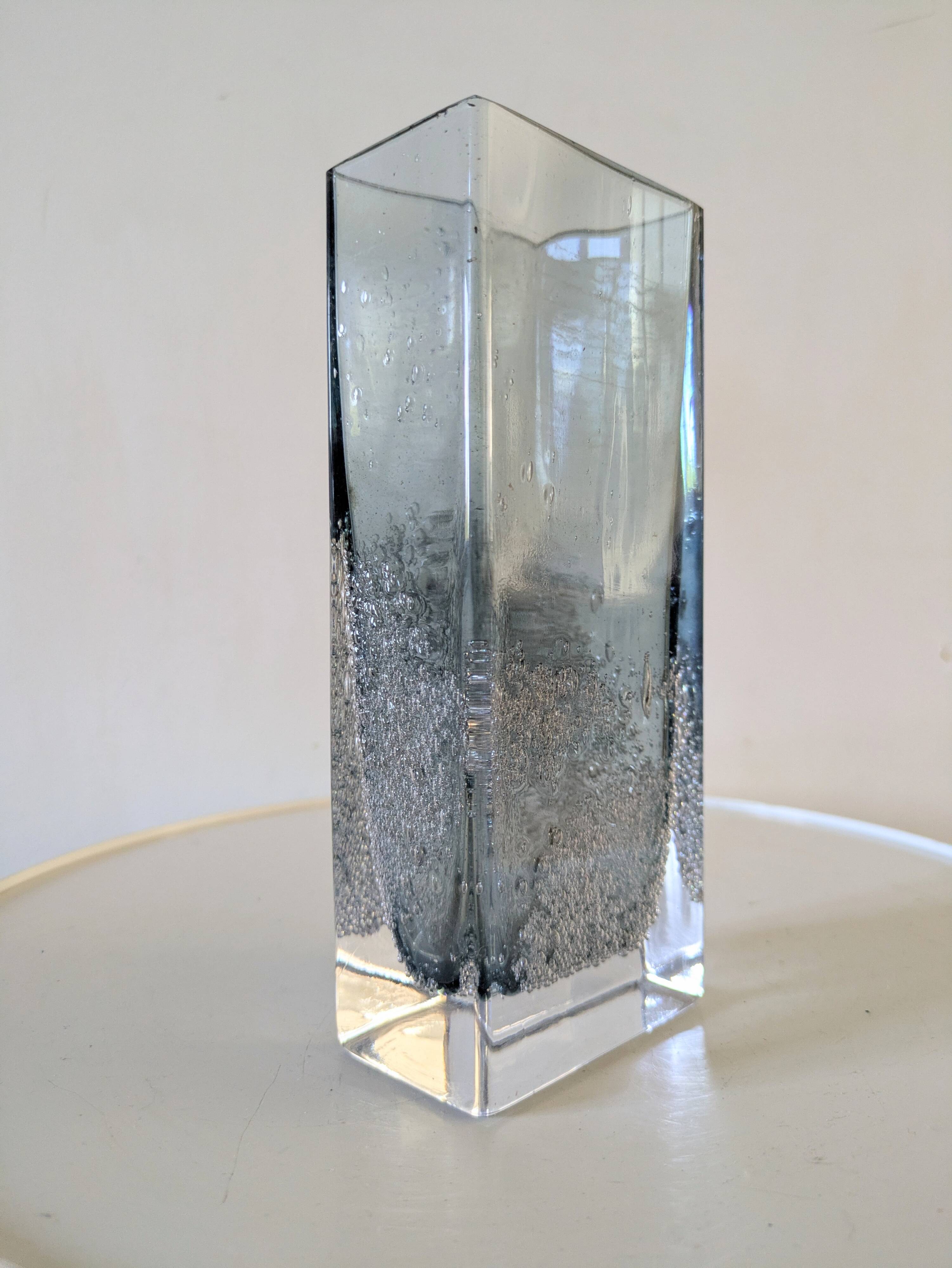 Bubble blown glass vase, 70s design