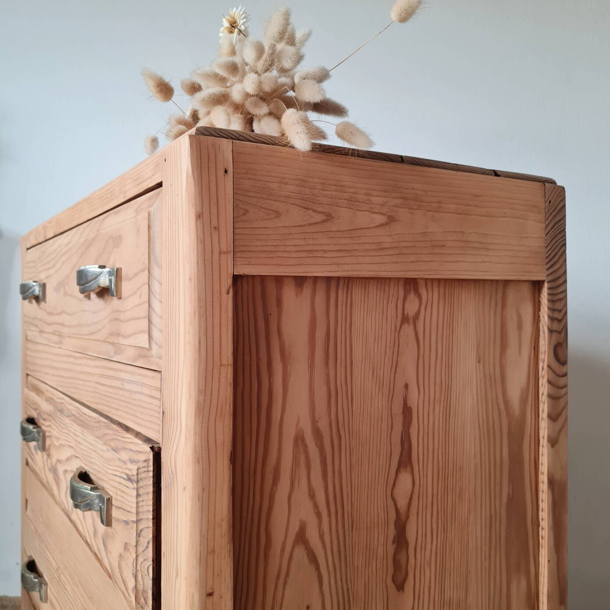 Antique pine chest of drawers, 3 drawers, raw wood