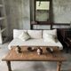 Large upcycled golden teak coffee table L1m60 W70 H45