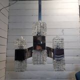 Chrome and glass pendant chandelier by Sciolari, Italy, 1960s