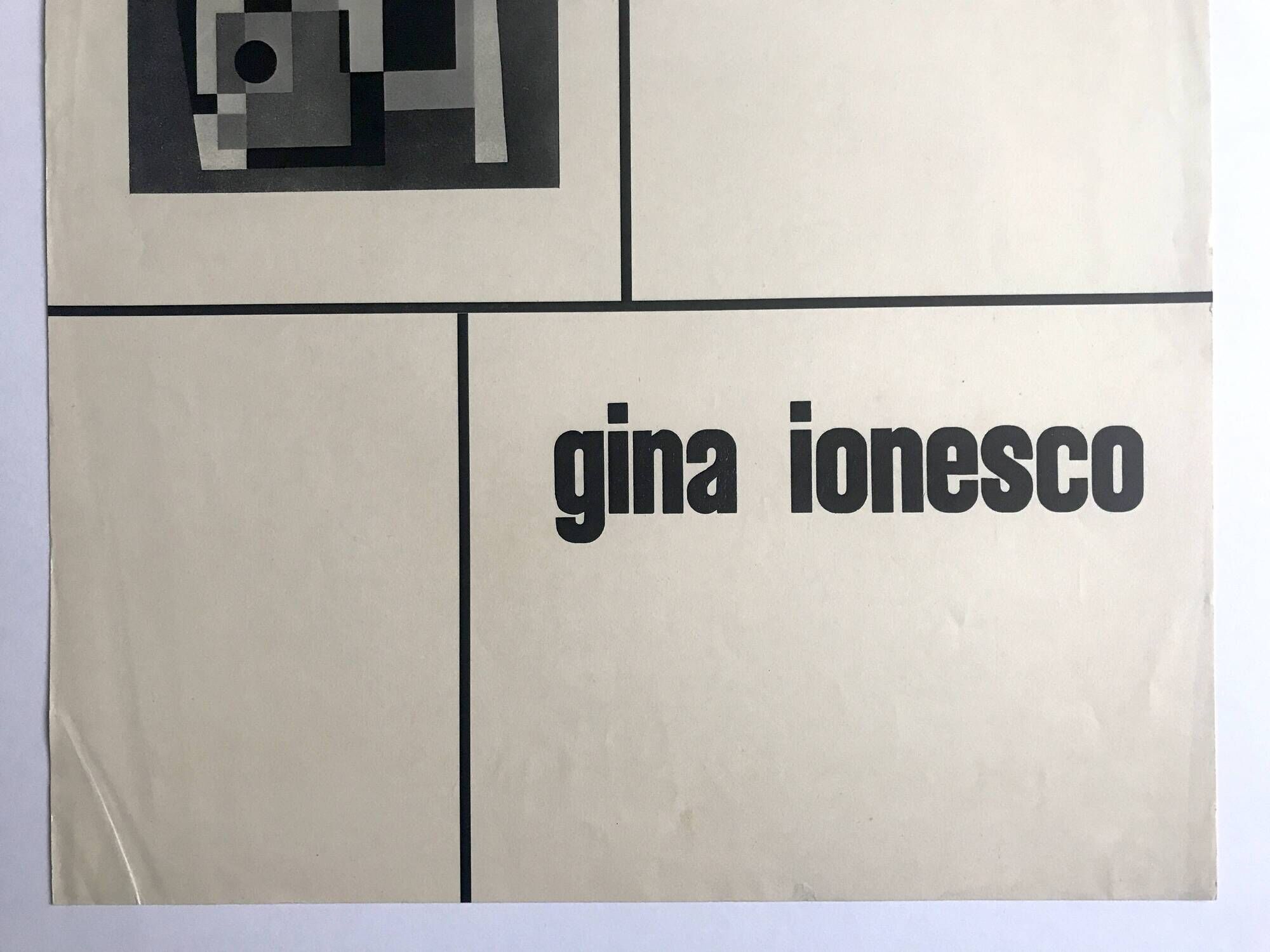 Gina ionesco, galerie arnaud, circa 1955. original poster in b&w