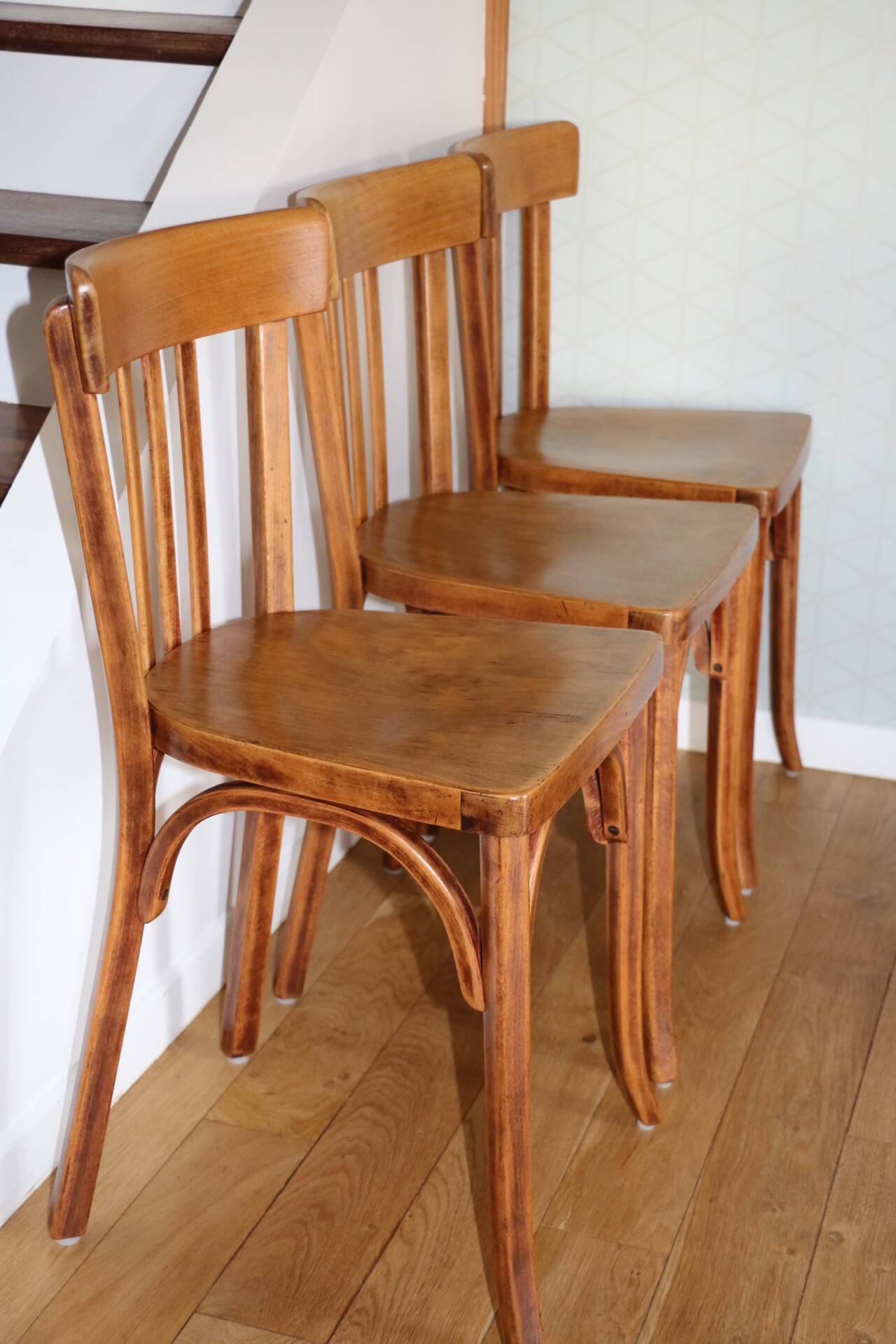 Set of 3 Baumann chairs No. 27 dark beech