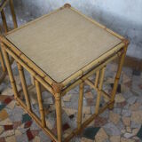 Pair of vintage rattan bedside tables