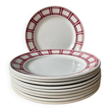 Series of 10 vintage Badonviller earthenware flat plates