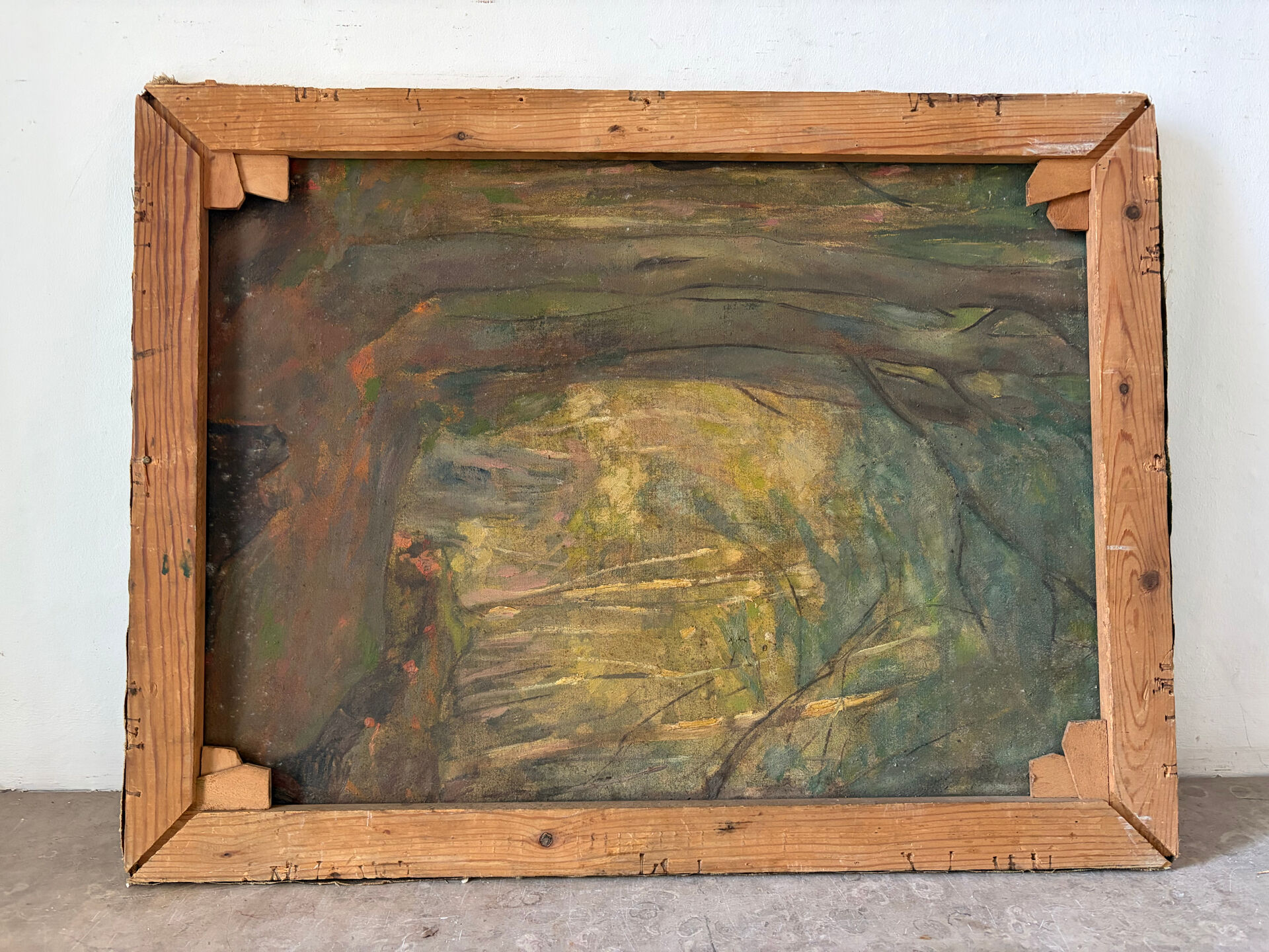 Paysage ochre et brun, huile sur toile signé