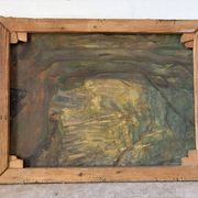 Paysage ochre et brun, huile sur toile signé