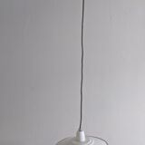 Three vintage pendant lamps, porcelain and aluminum