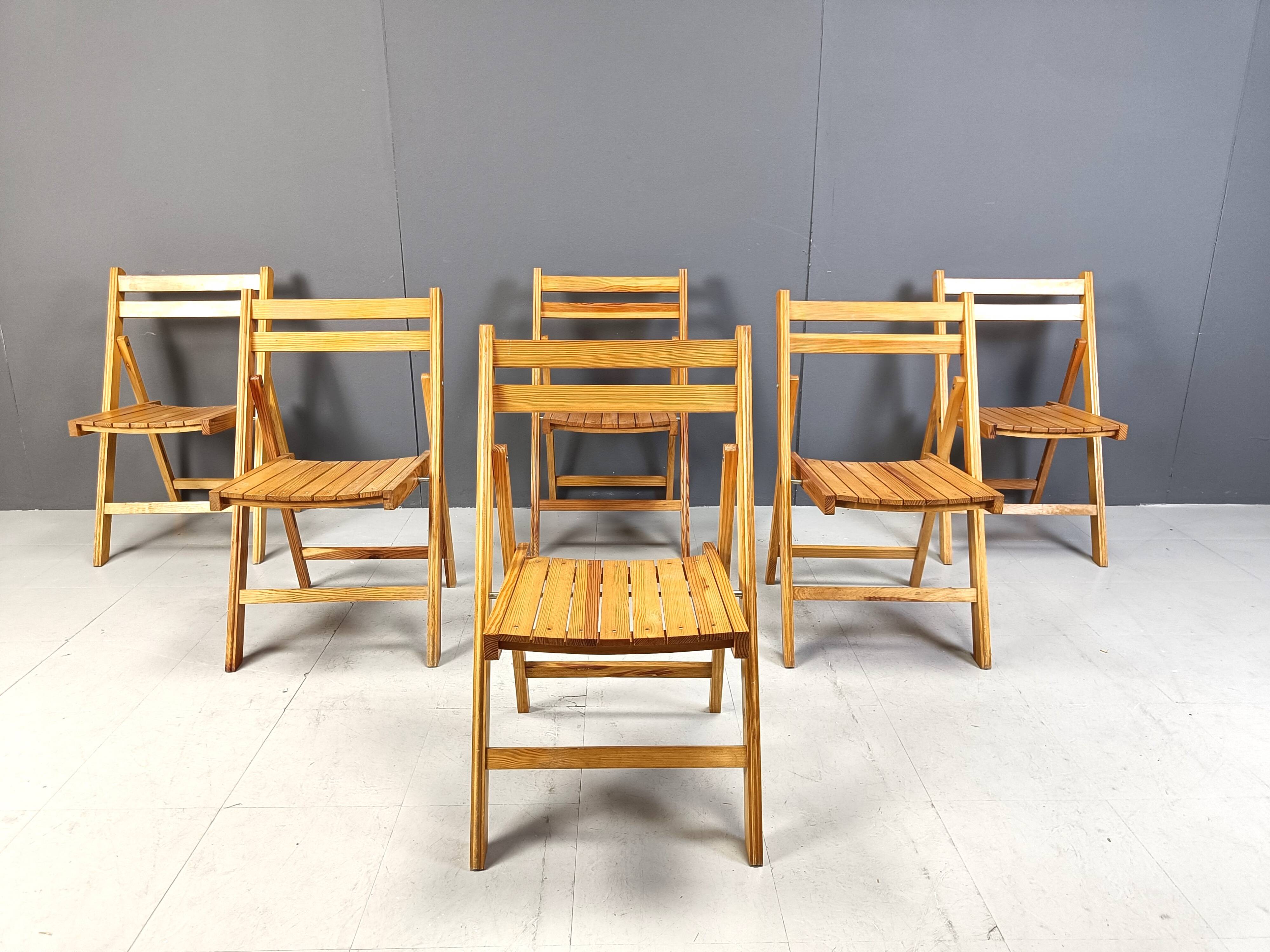 Mid century wooden folding chairs, 1950s - set of 6