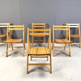 Chaises pliantes en bois du milieu du siècle, années 1950 - lot de 6