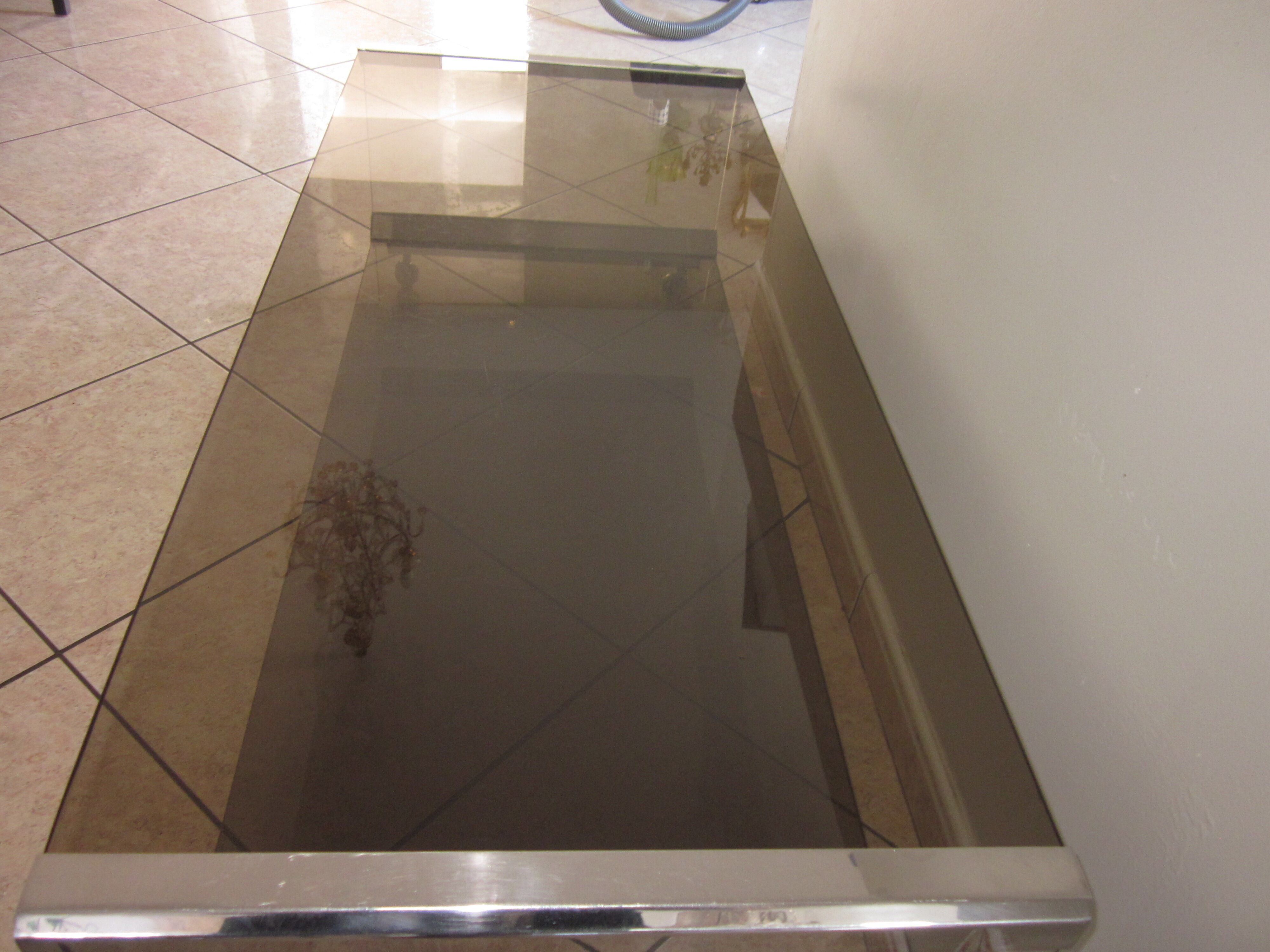 70's coffee table in smoked glass