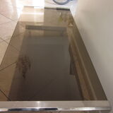70's coffee table in smoked glass