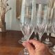 6 antique cut and engraved crystal champagne flutes