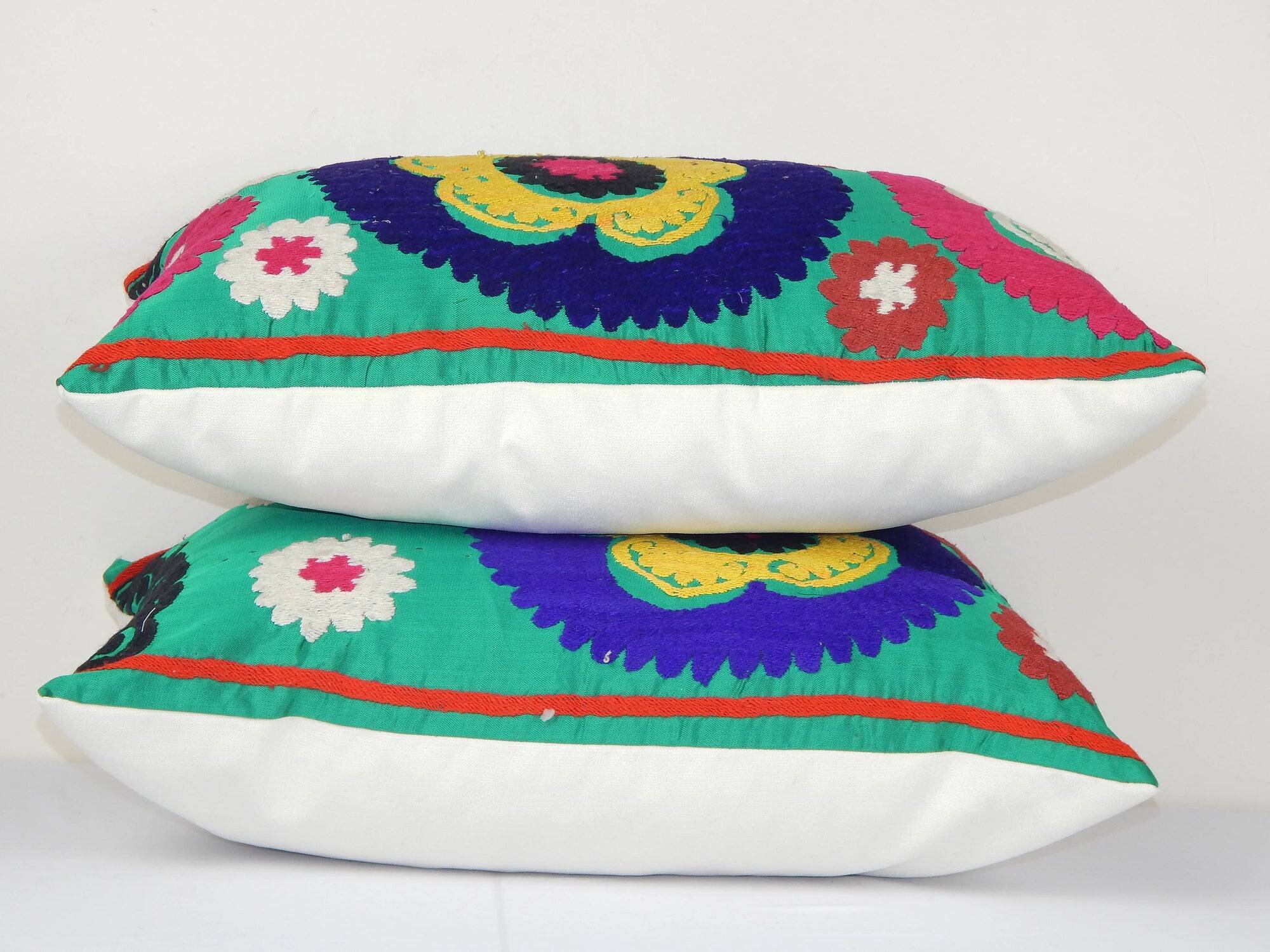Lot de 2 housses de coussin brodées vintage 41x61 cm