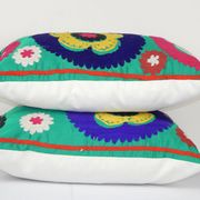 Lot de 2 housses de coussin brodées vintage 41x61 cm