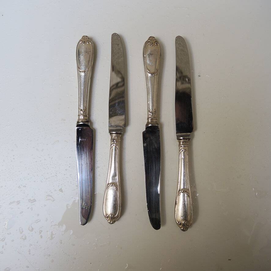 4 old stainless steel table knives by Grossmann