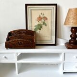 Vintage mail rack in wood and brass