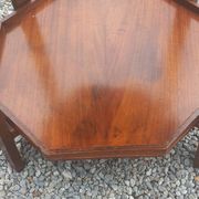 Art Deco folding side table in mahogany with double top marquetry.