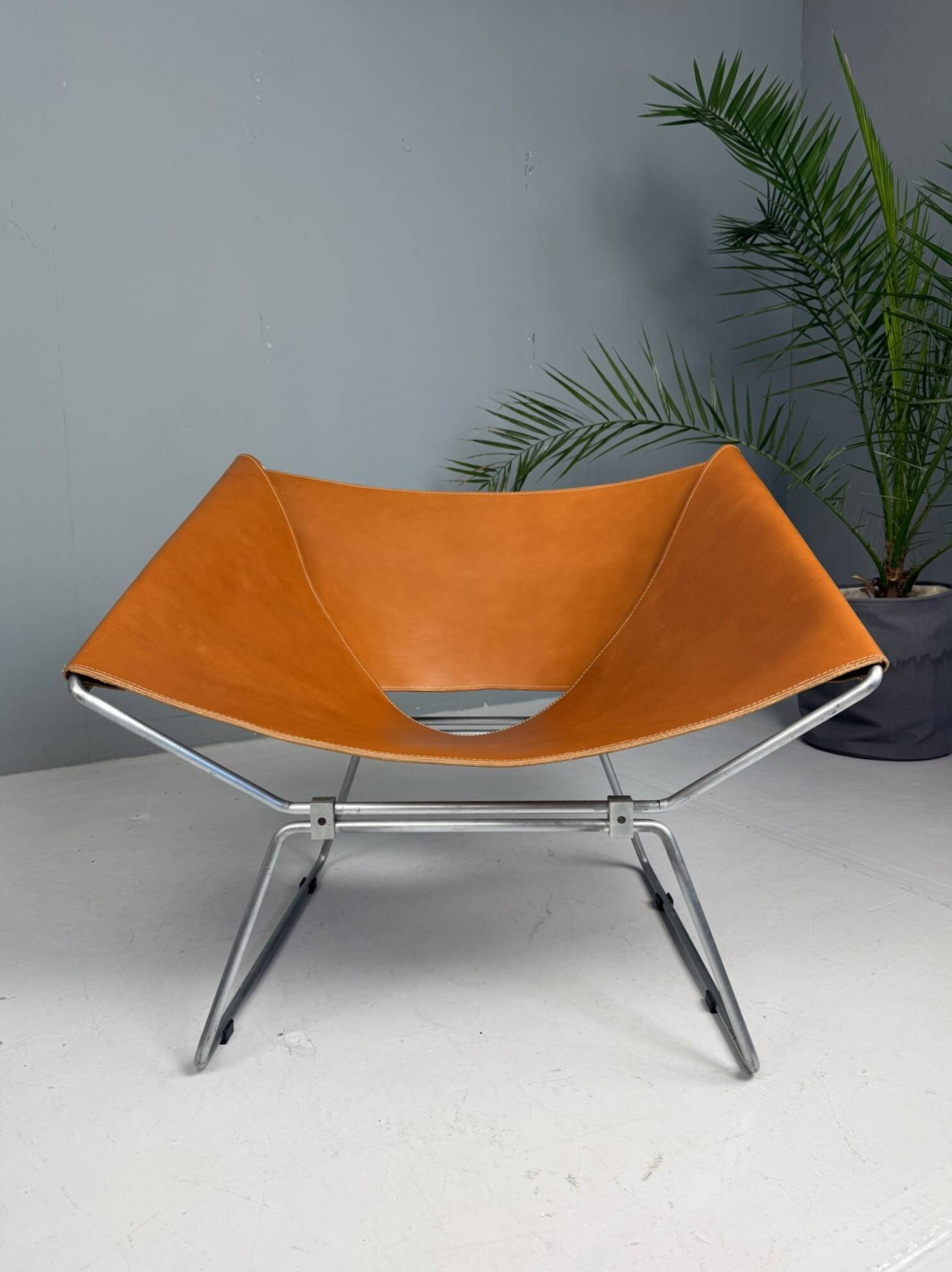 Pierre Paulin AP-14 cognac leather armchair for A. Polak, 1955