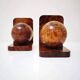 Art Deco bookends made of polished solid burl wood.