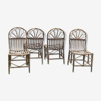 Set de quatre chaises vintage en rotin