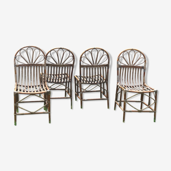 Set of four vintage rattan chairs
