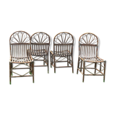 Set of four vintage rattan chairs