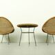 1950s Italian Rattan Basket Chairs & Matching Bistro Table Set
