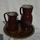 Set plate and pitchers in sandstone enamelled Boult