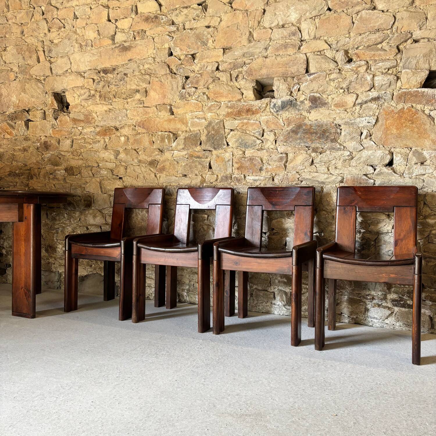 Table and 4 chairs set by Silvio Coppola for Fratelli Montina