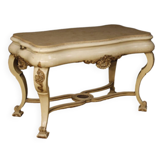 Table in lacquered and gilded wood with marble top