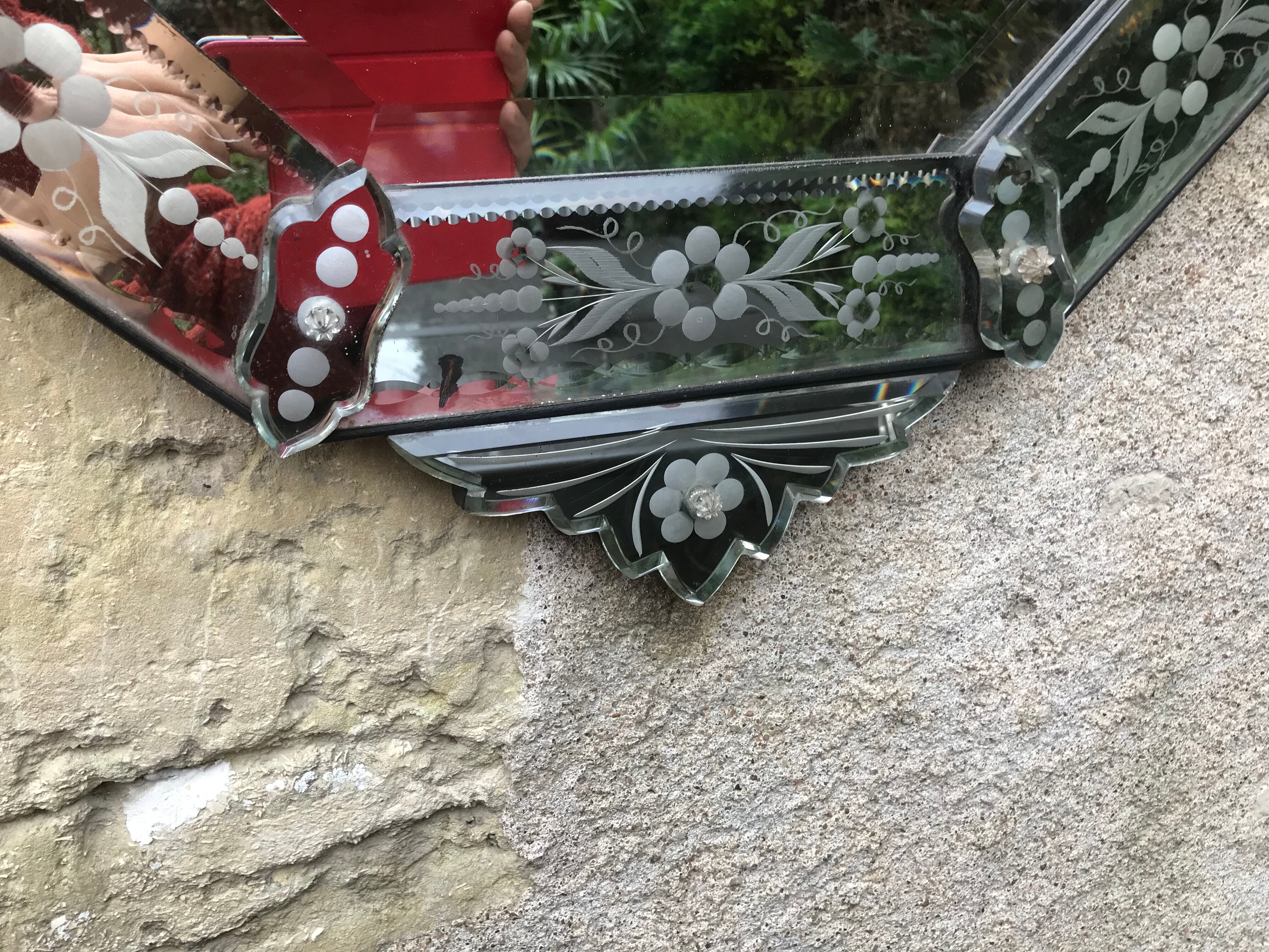 Venetian mirror circa 1900, 100x54 cm