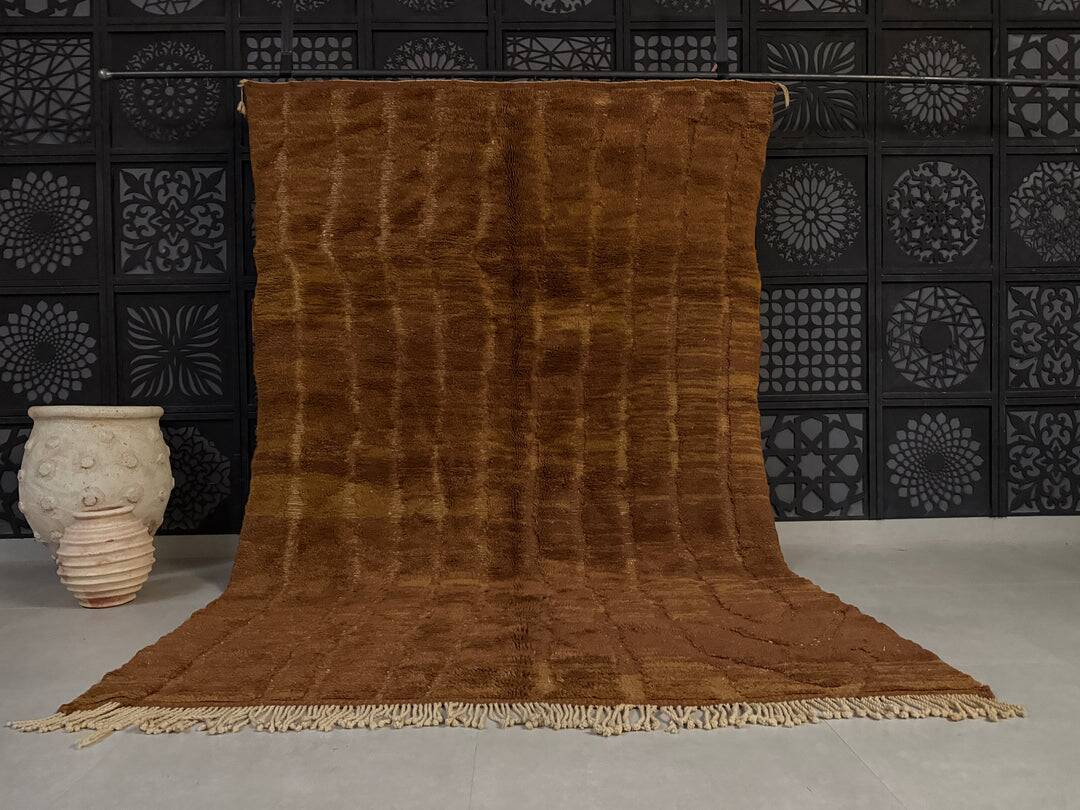 Plain brown Moroccan rug in wool 3/2 Custom-made Moroccan rug
