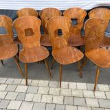 Set of 8 vintage Baumann bistro chairs from the 1970s