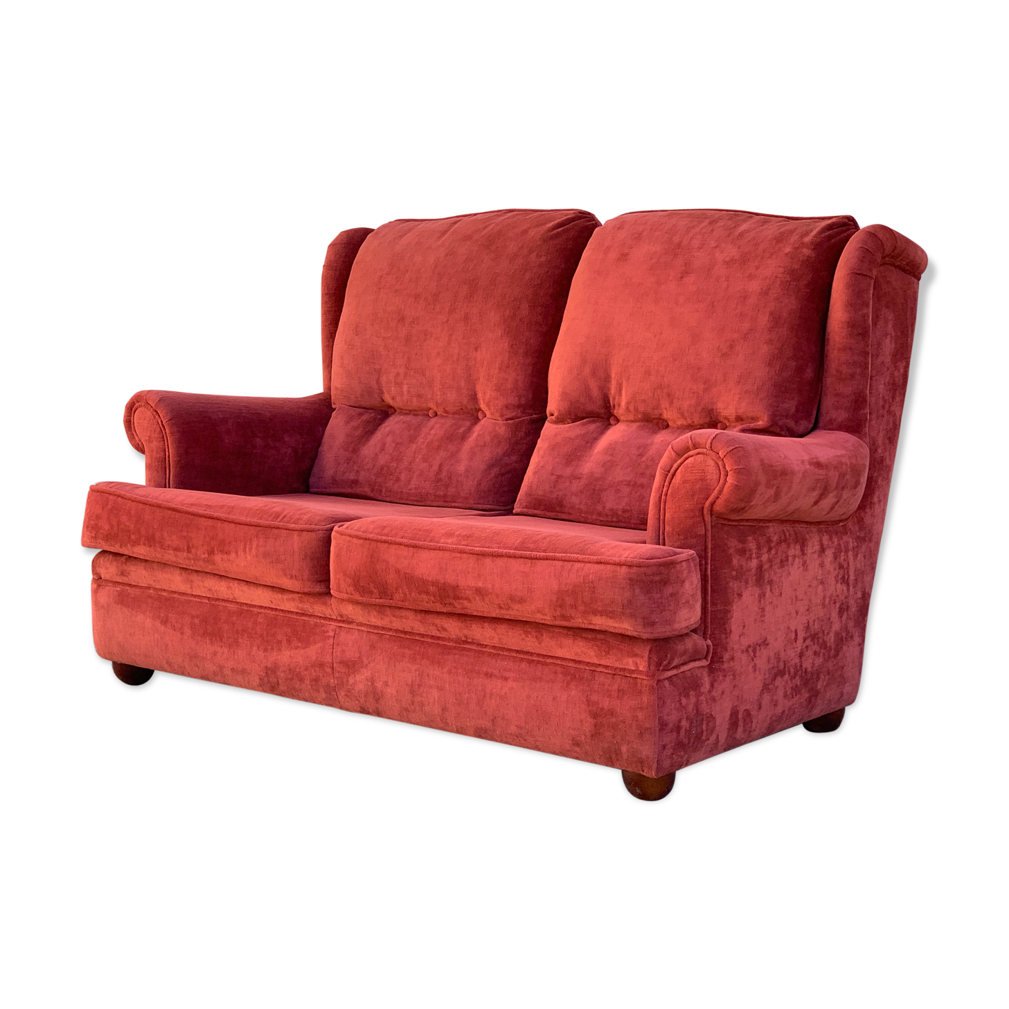 Coral velvet toad sofa