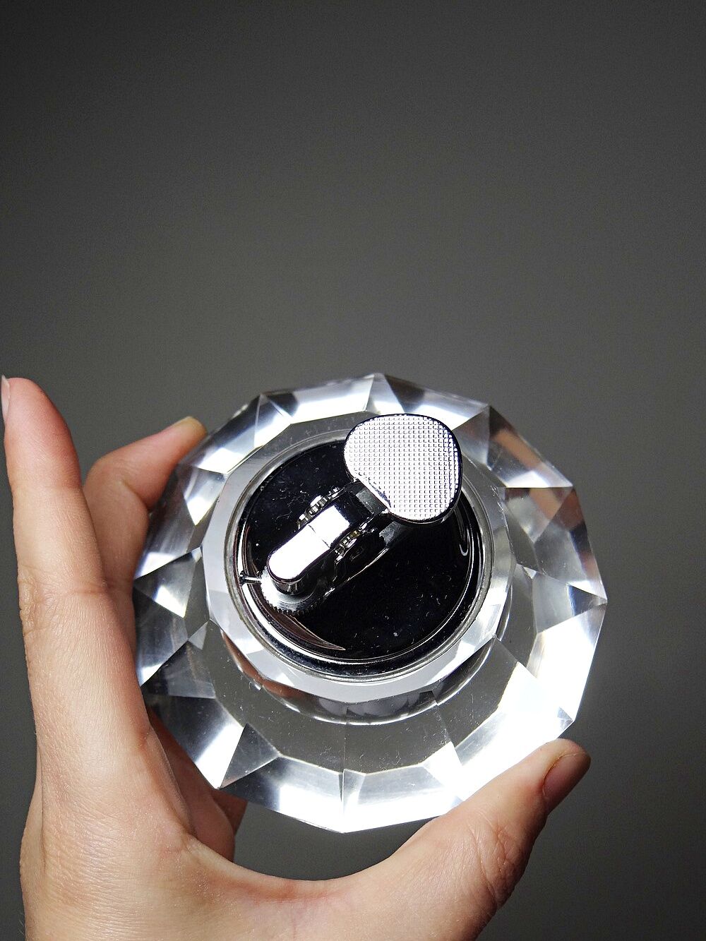 Vintage table lighter in Murano crystal, attributed to Antonio Imperatore, 70s.