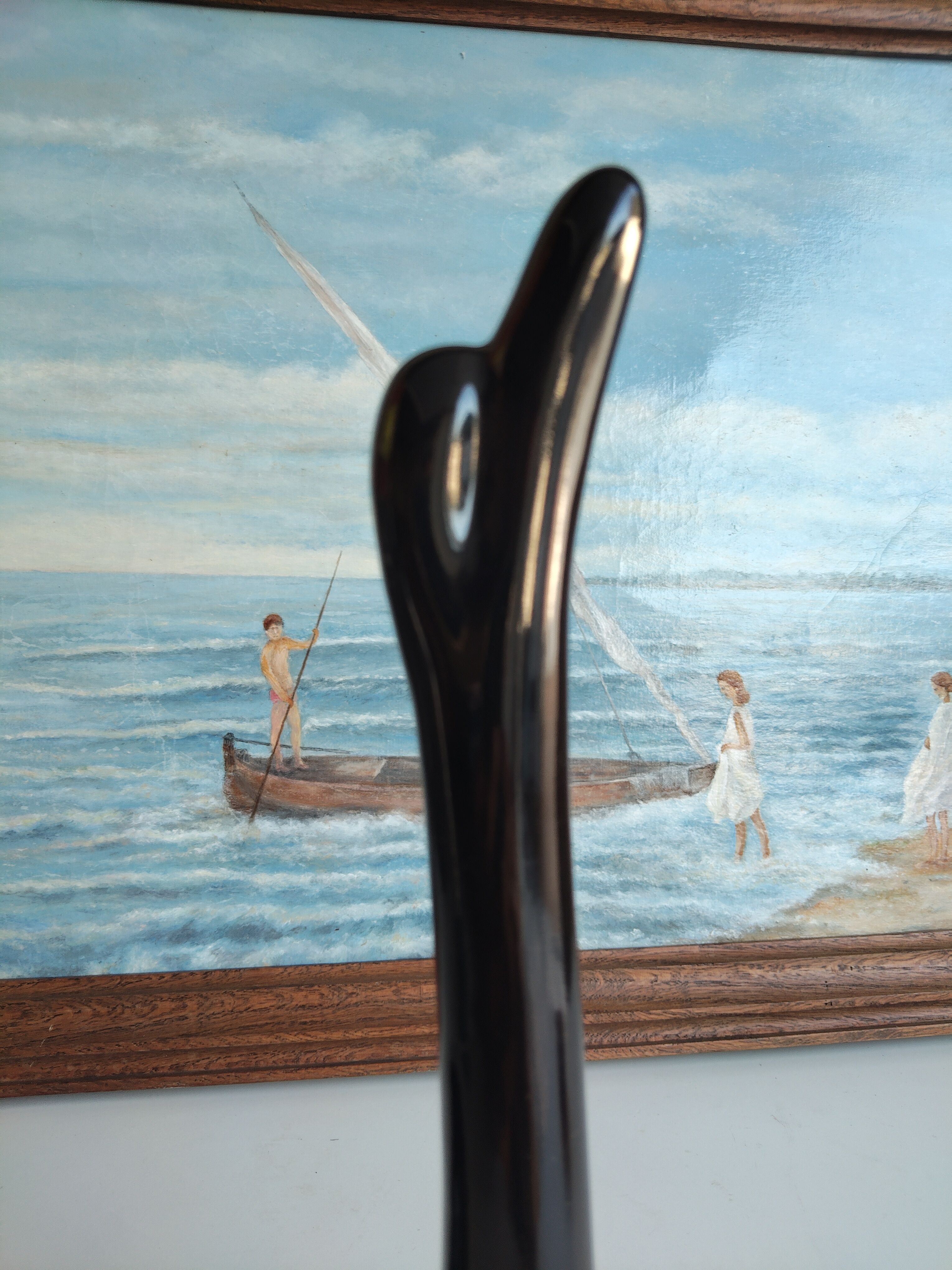Vintage black ceramic swan planter – 1960s