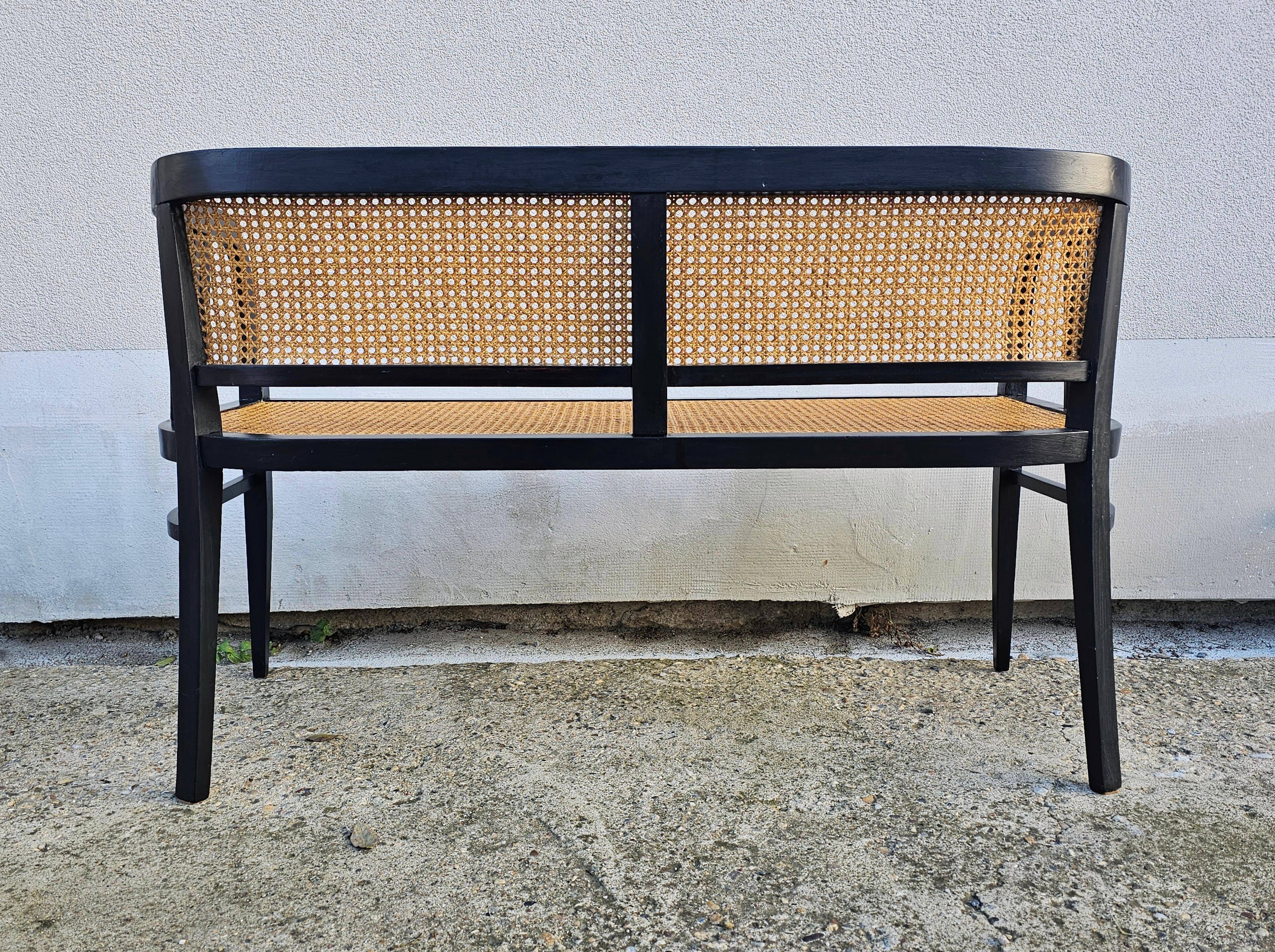 Vienna Secession beech canapé with cane seat and backrest.