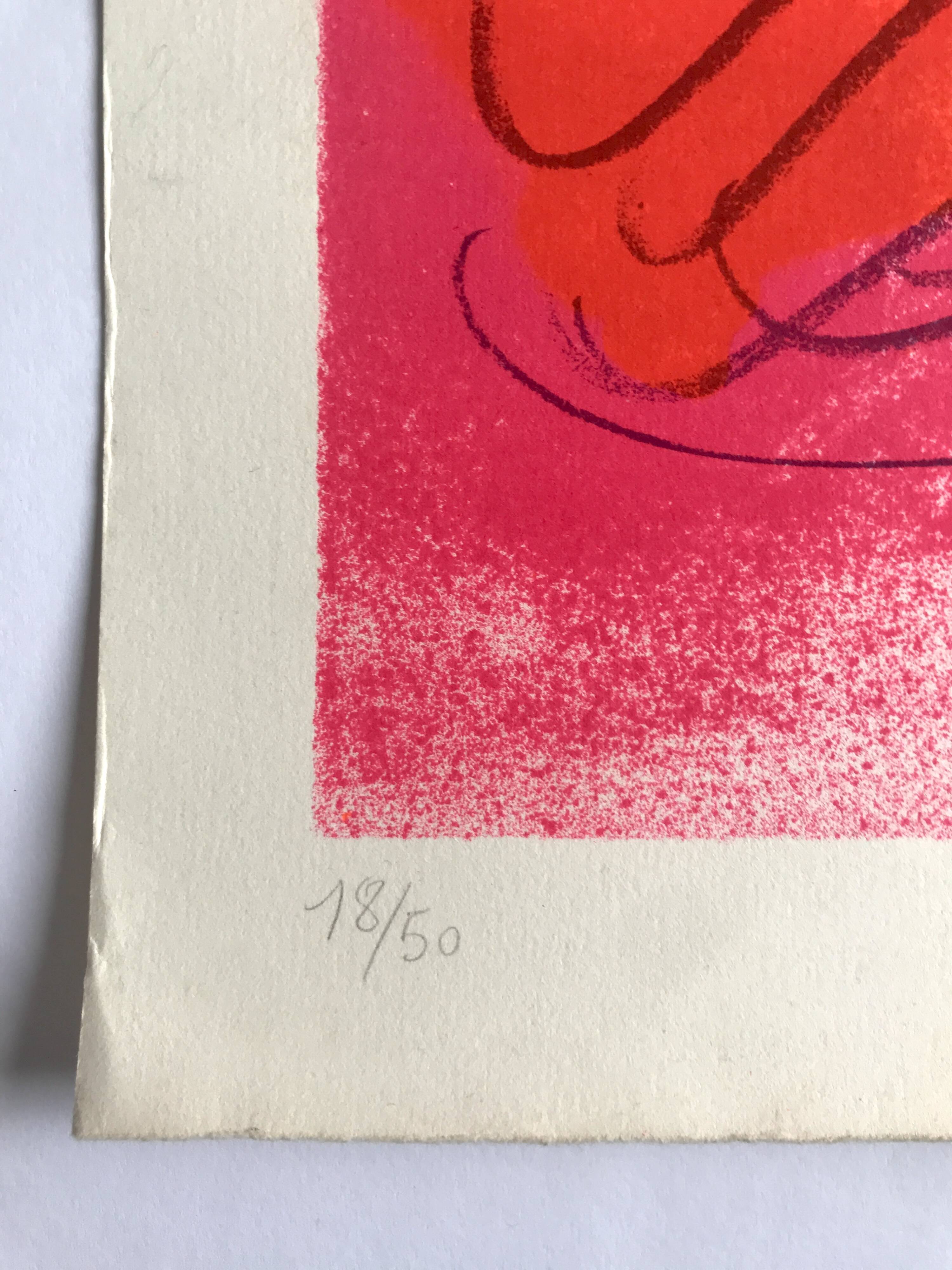 Messenger alechinsky arnal van velde, c 1980. lithograph signed in pencil