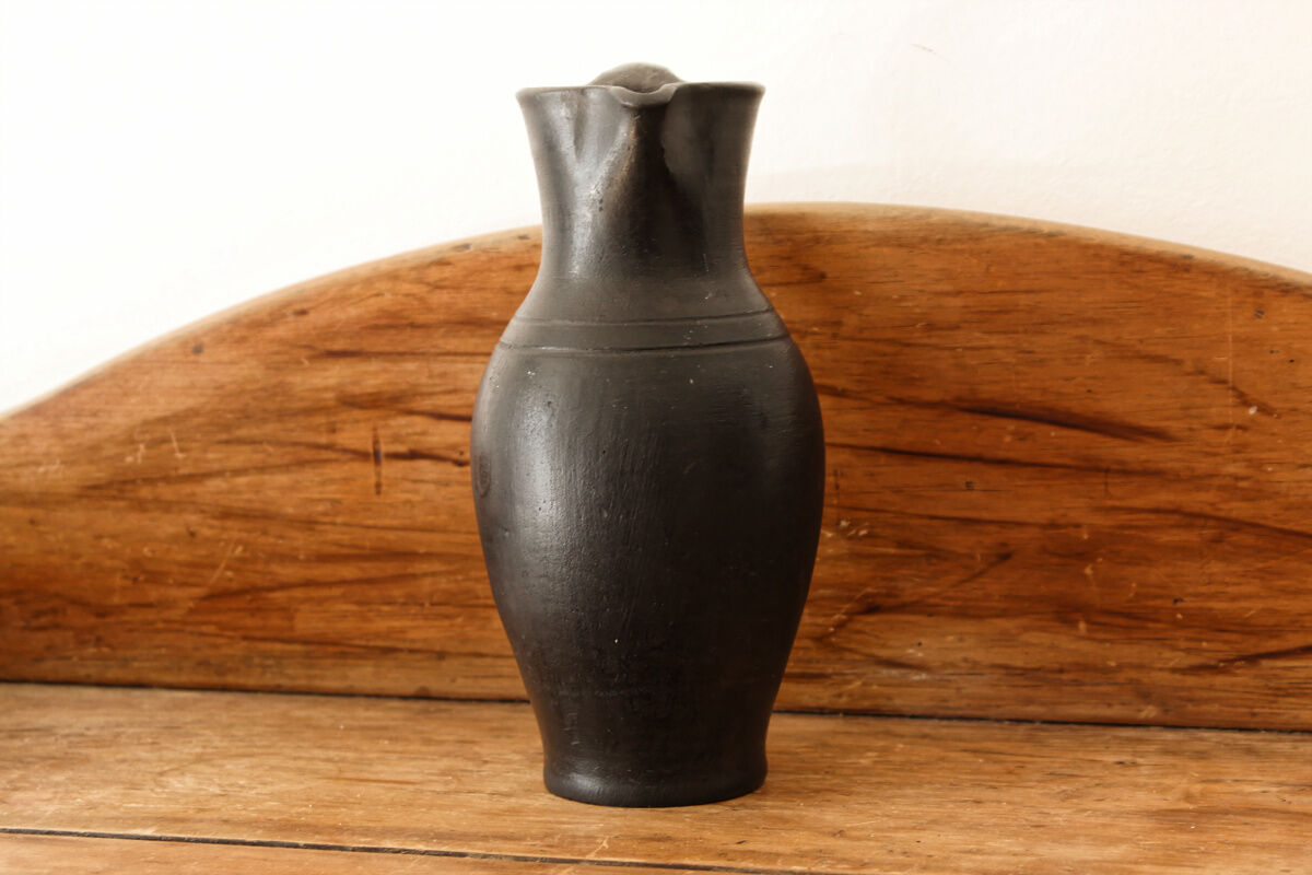Black ceramic pitcher