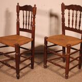 2 rush-seated oak chairs - 19th century