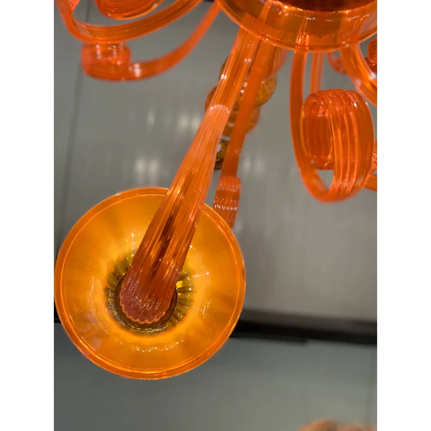 Contemporary Translucent Orange Murano Glass Chandelier