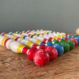 Old painted wooden bowling game