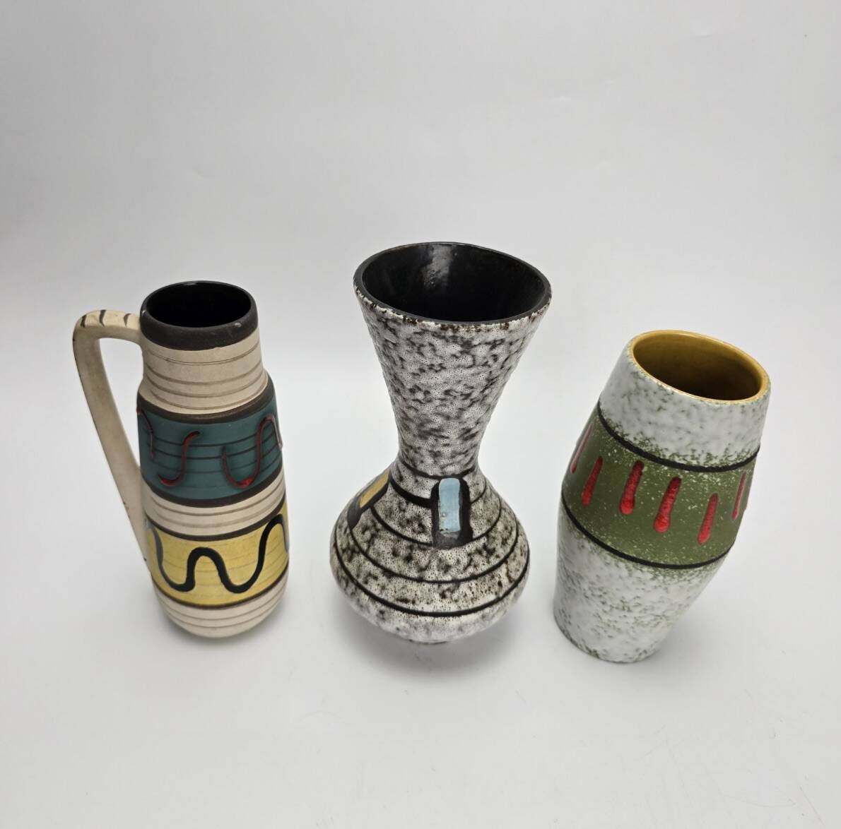 Vintage "Fat Lava" ceramic vase trio - 1960s/70s