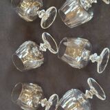 6 verres à cognac en cristal taillé côtes plates